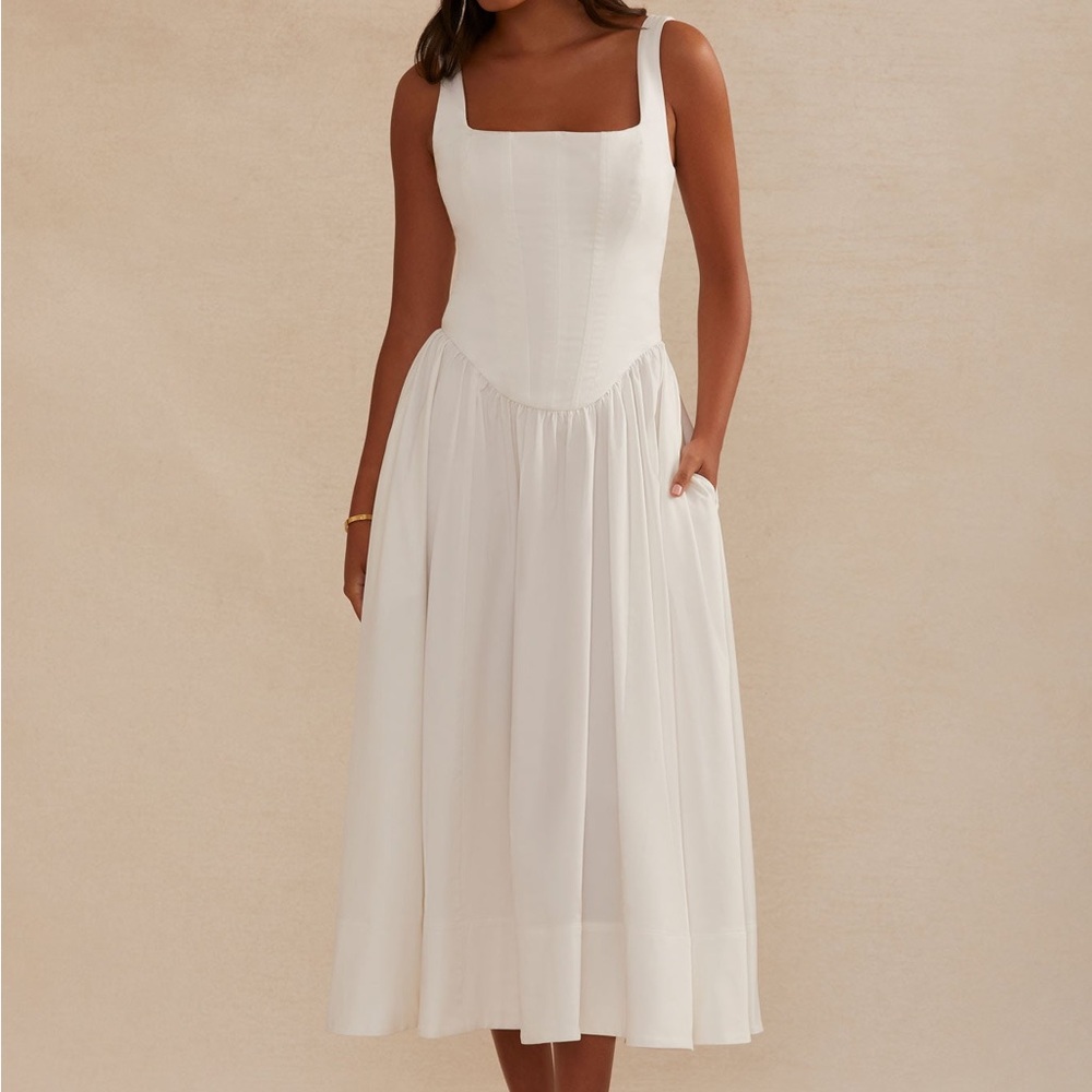 Birdy Grey White Midi Dress